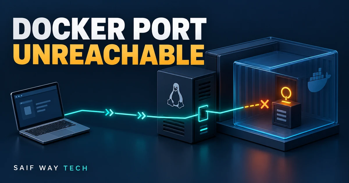 Conceptual Docker host port path stopping at a loopback-only container listener