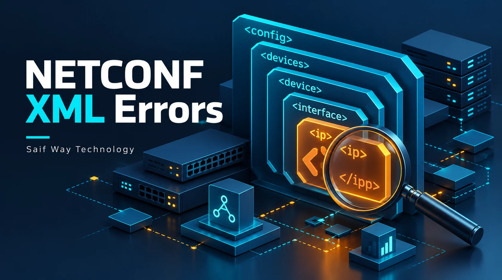 Nested XML elements with one highlighted mismatch — conceptual illustration