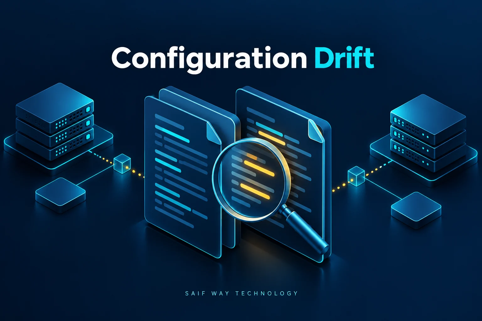 Two configuration snapshots with highlighted changes — conceptual illustration