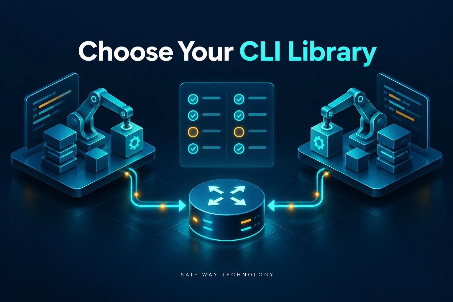 Two equal CLI automation paths to one router — conceptual illustration