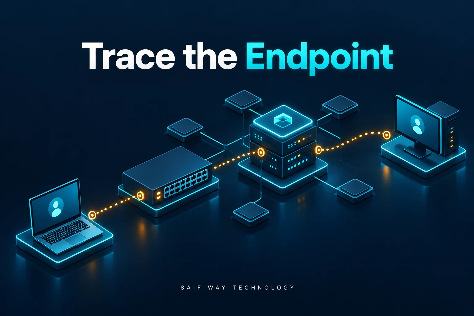 An endpoint path through fabric components — conceptual illustration