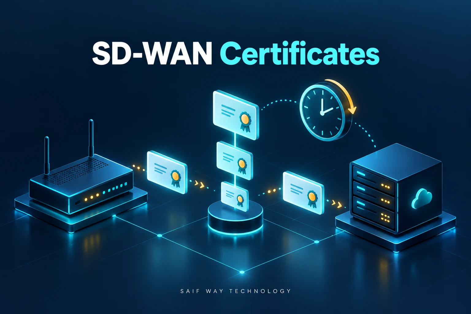 Certificate trust and clock context between network devices — conceptual illustration